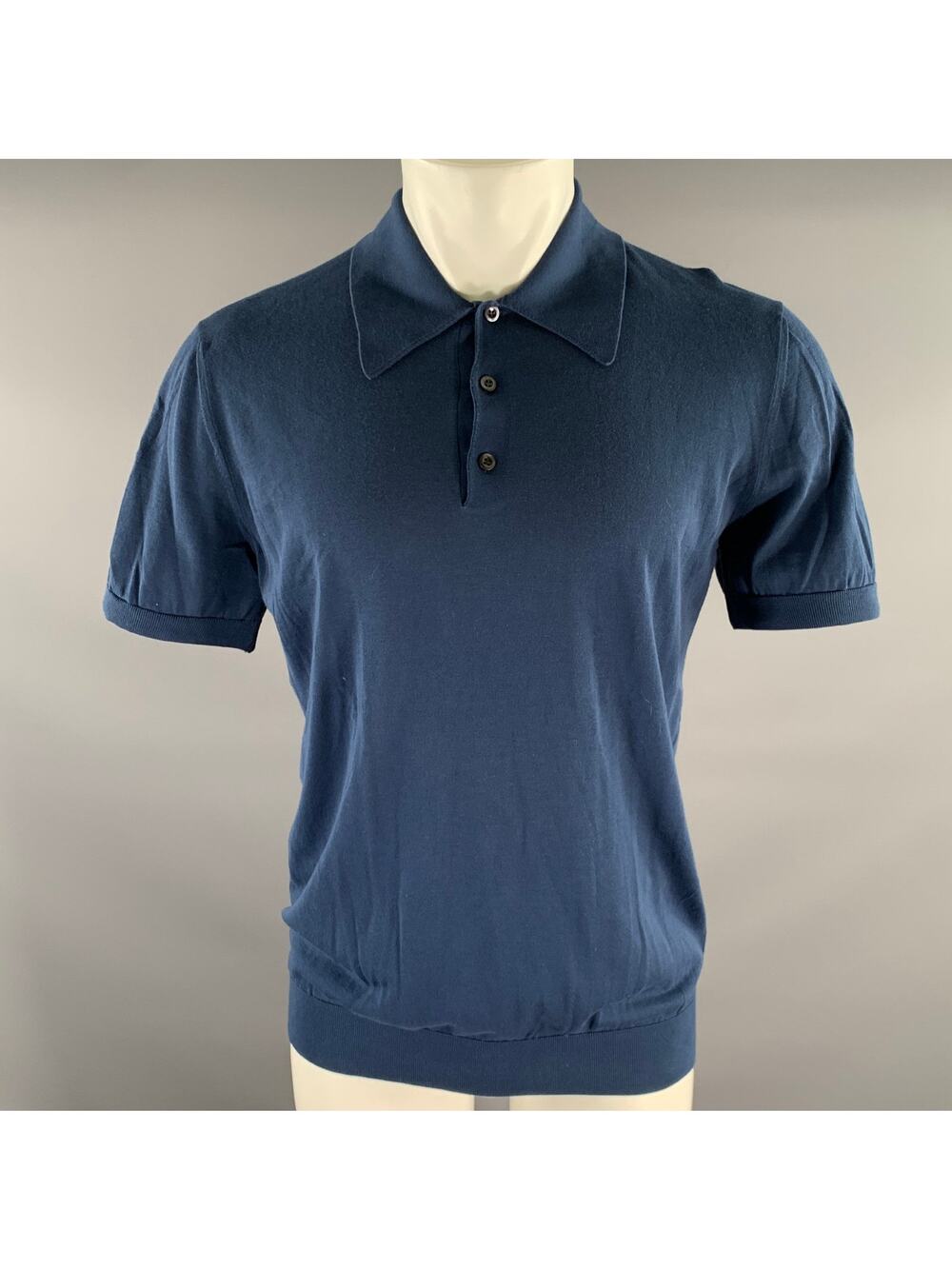 PRADA Size M Navy Rib Knit Polo